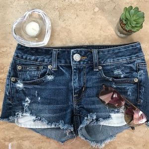American Eagle low rise ripped jean shorts